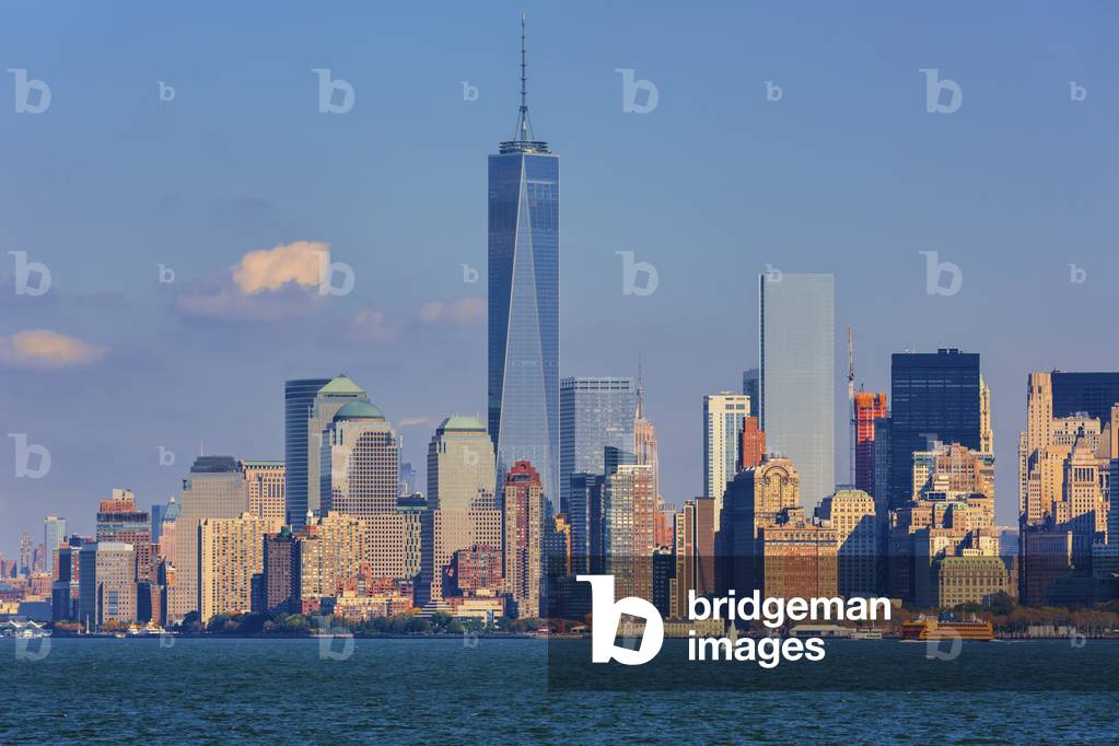 Lower Manhattan seen from New York Bay, New York, USA, 2014 (photo)