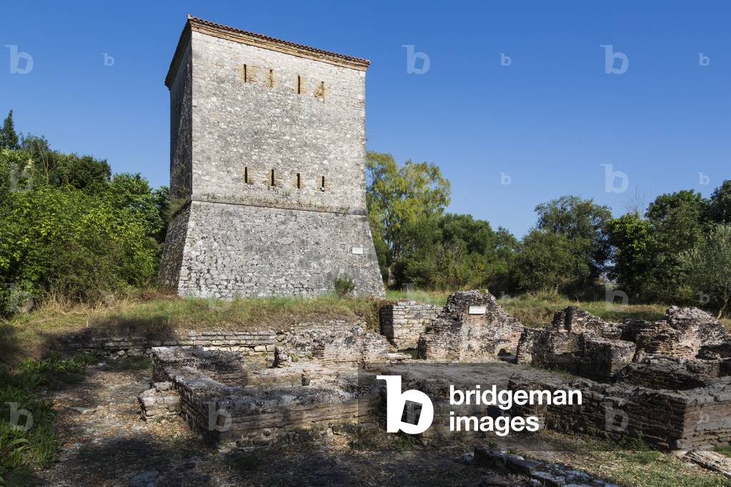 Albania.  Butrint or Buthrotum archeological site; a UNESCO World Heritage Site. The Venetian Tower. (photo)