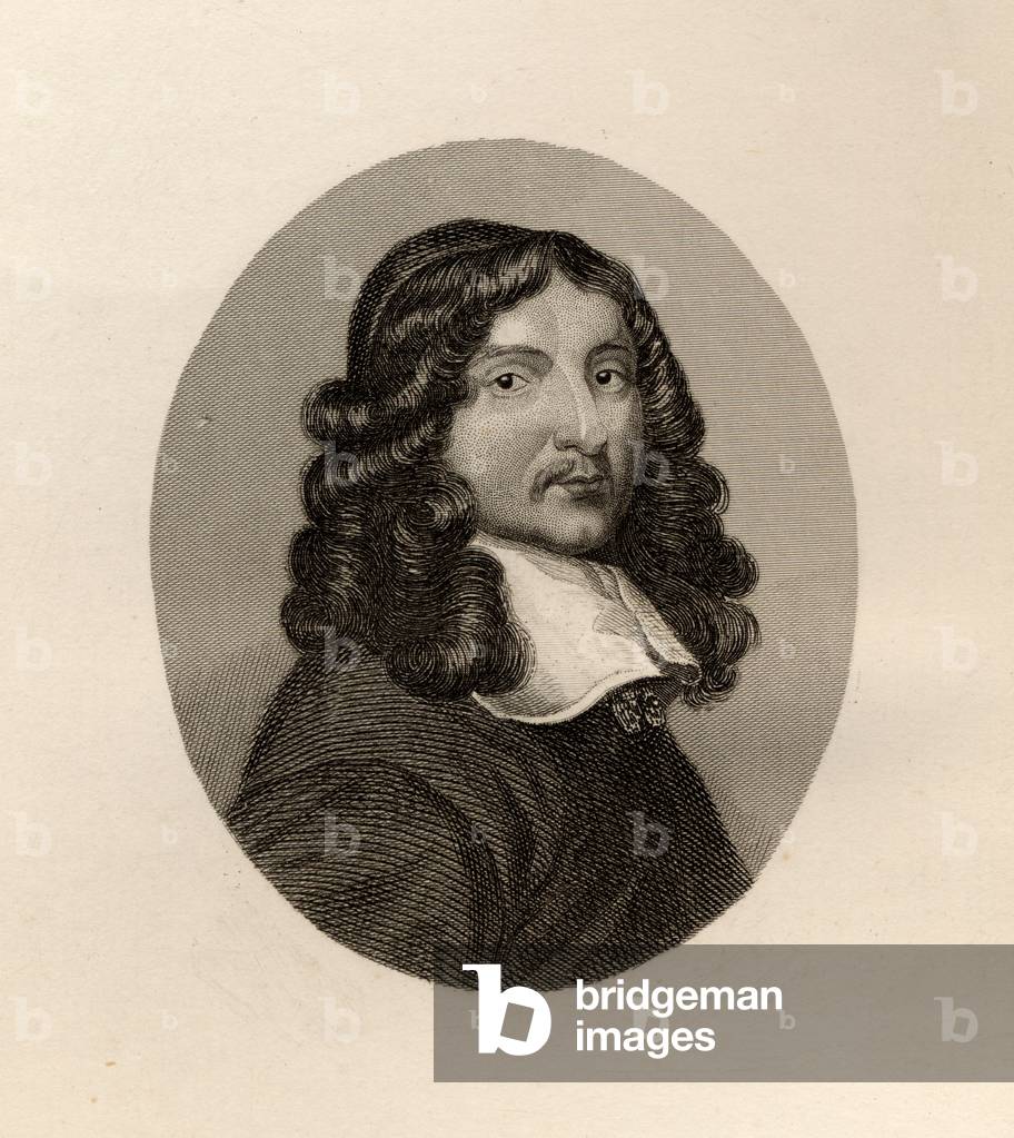 "Porträt von Andrew Marvell (1621-78) (gravieren)", 19. Jahrhundert von English School, b/w