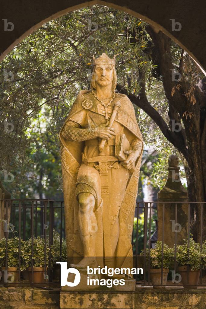 Statue of Alfonso X El Sabio in the Alcazar of the Christian Kings, Cordoba, Spain (photo)