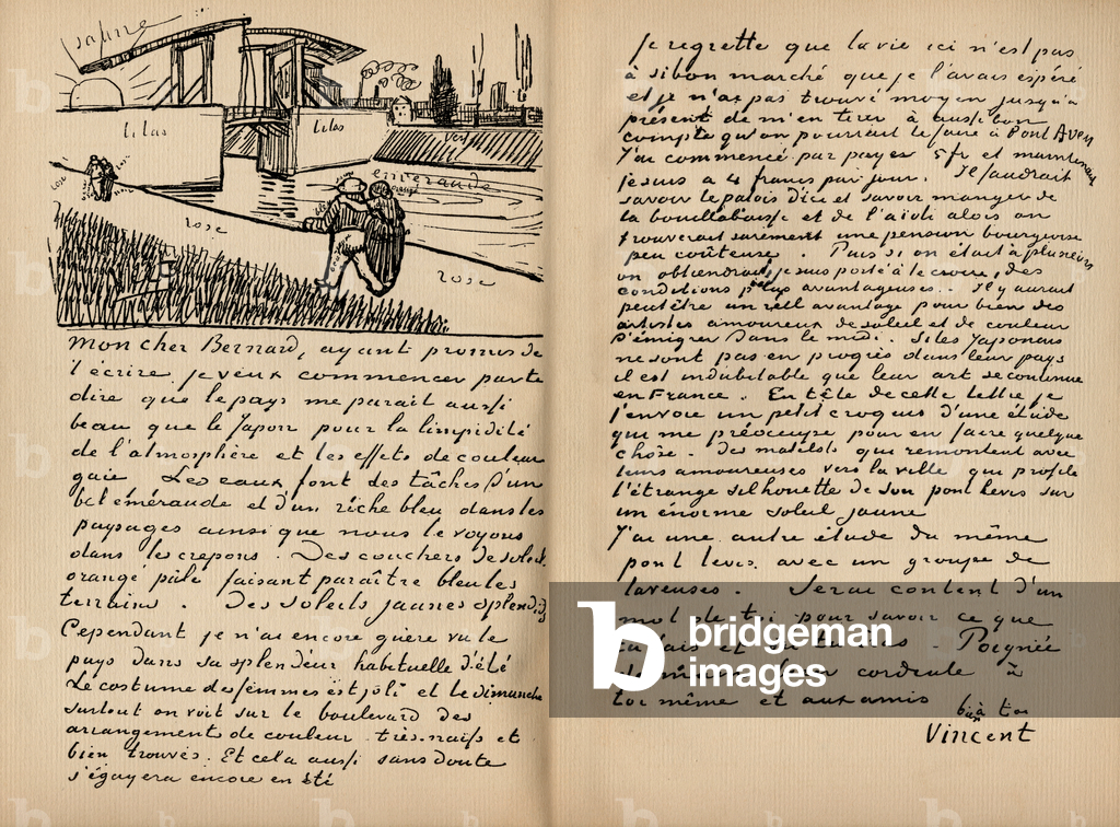 "Faszimil eines Briefes von Vincent Van Gogh an Emile Bernard am 18. März 1888 aus dem Buch “Vincent van Gogh 