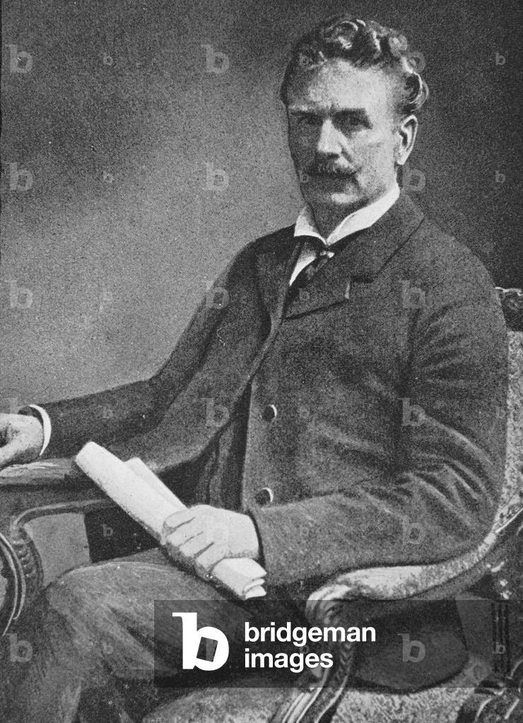 Immagine di Fotografia "Ambrose Gwinnett Bierce (1842-c.1914) (fotocalco)", 19th Secolo di English School, b/w
