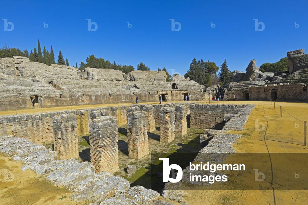 The amphitheatre, Roman city of Italica, near Santiponce, Seville Province, Andalusia, Spain (photo)