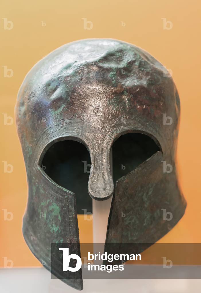 Votive Corinthian style helmet, 7th century BC (bronze)