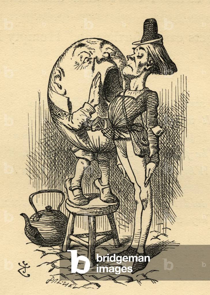 Bild von Buch "Humpty Dumpty", 19. Jahrhundert von John Tenniel, b/w