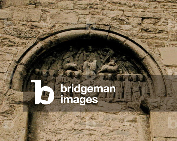 Tympanum of the village church (photo)