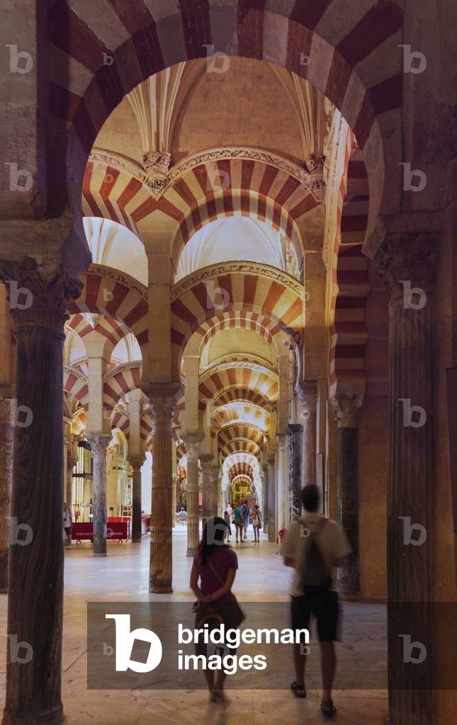 Cordoba, Cordoba Province, Andalusia, Spain.  Interior of La Mezquita, the Great Mosque.  The Historic Centre of Cordoba is a UNESCO World Heritage Site.