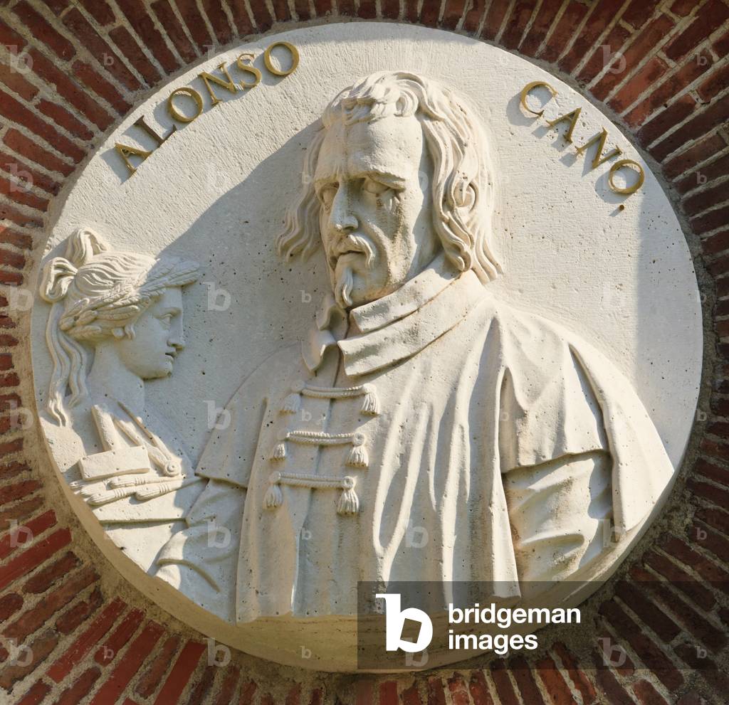 Alonso Cano, 1601 1667. Spanish painter, architect and sculptor.  After a medallion inlaid in the facade of the Museo del Prado, Madrid, Spain. (photo)