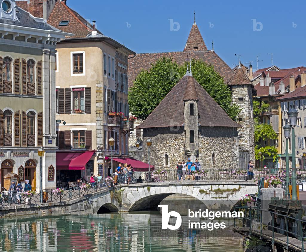 Annecy, Haute-Savoie department, Rhone-Alpes, France.  Palais de l'Isle in the middle of the Thiou river.