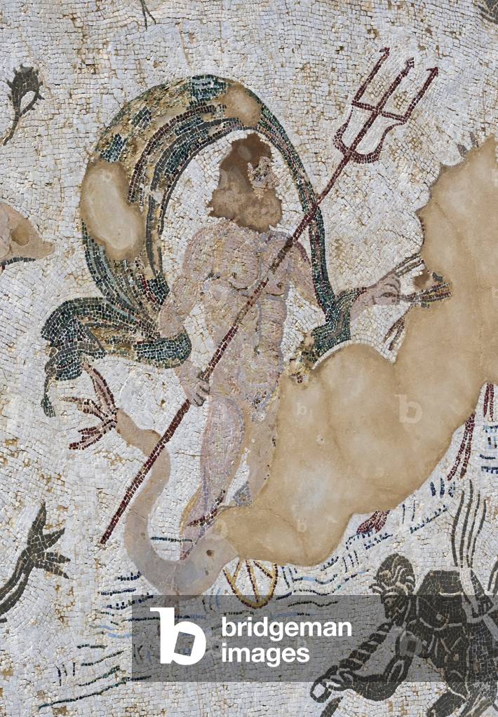 Mosaic of Neptune in the Casa de Neptuno - the House of Neptune, Roman city of Italica, near Santiponce, Seville Province, Andalusia, Spain (photo)