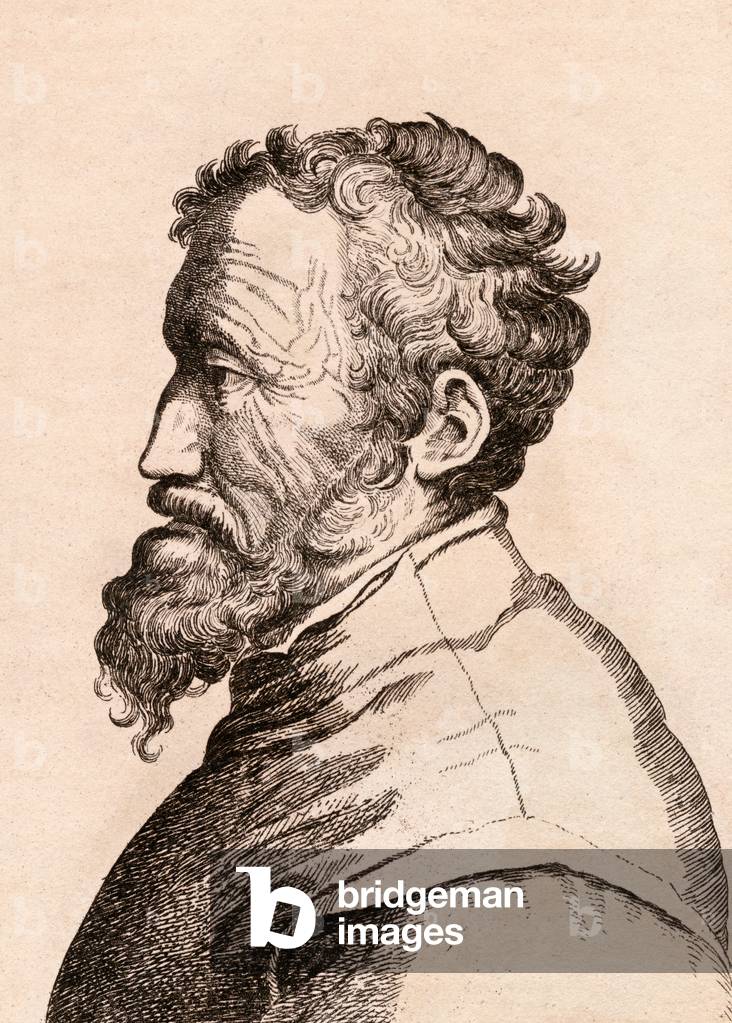 Michelangelo di Lodovico Buonarroti Simoni, Illustration aus '75 Porträts von gefeierten Malern aus authentisc