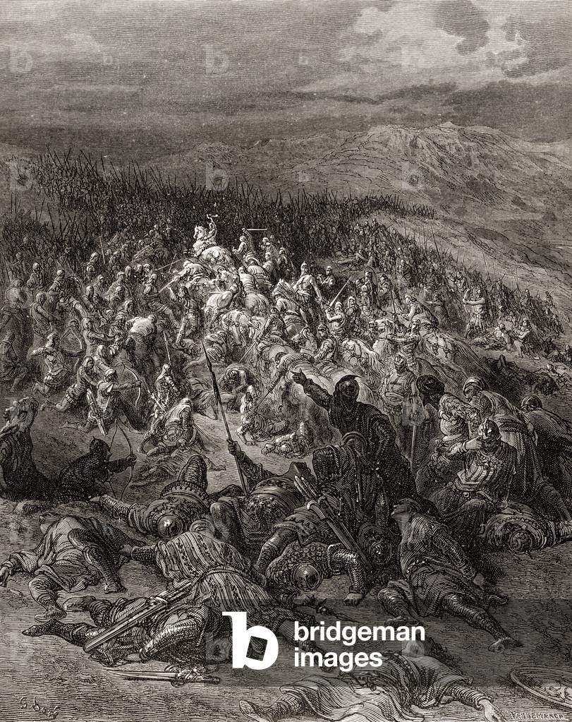 Image of Print depicting Two Hundred Knights attack Twenty Thousand Saracens, 1877 by Gustave Dore