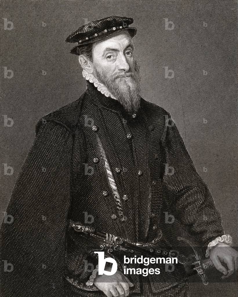Bild von Druck "Porträt von Sir Thomas Gresham (1519-79) von 'Lodge's British Portraits'", 1823 von English Sc