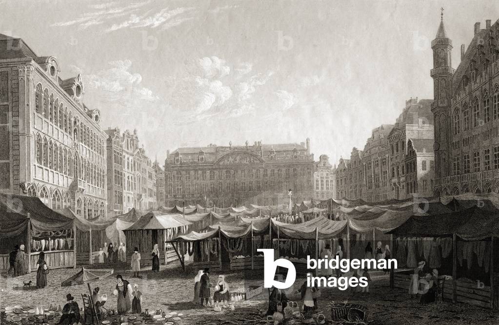"The Grande Place", 1832 von Lieutenant-Colonel Batty, b/w