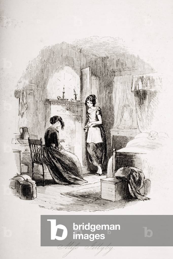 Frau. Jellyby, illustration von 'Bleak House' von Charles Dickens (1812-70) veröffentlicht 1853 (litho)