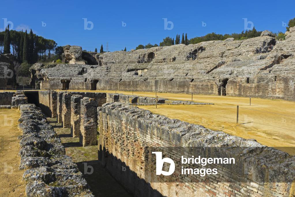 The amphitheatre, Roman city of Italica, near Santiponce, Seville Province, Andalusia, Spain (photo)