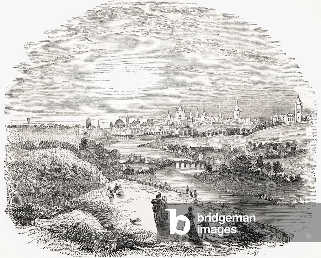 View of Dublin in the 17th century, from 'Old England's Worthies' by Lord Brougham and others, published Londo