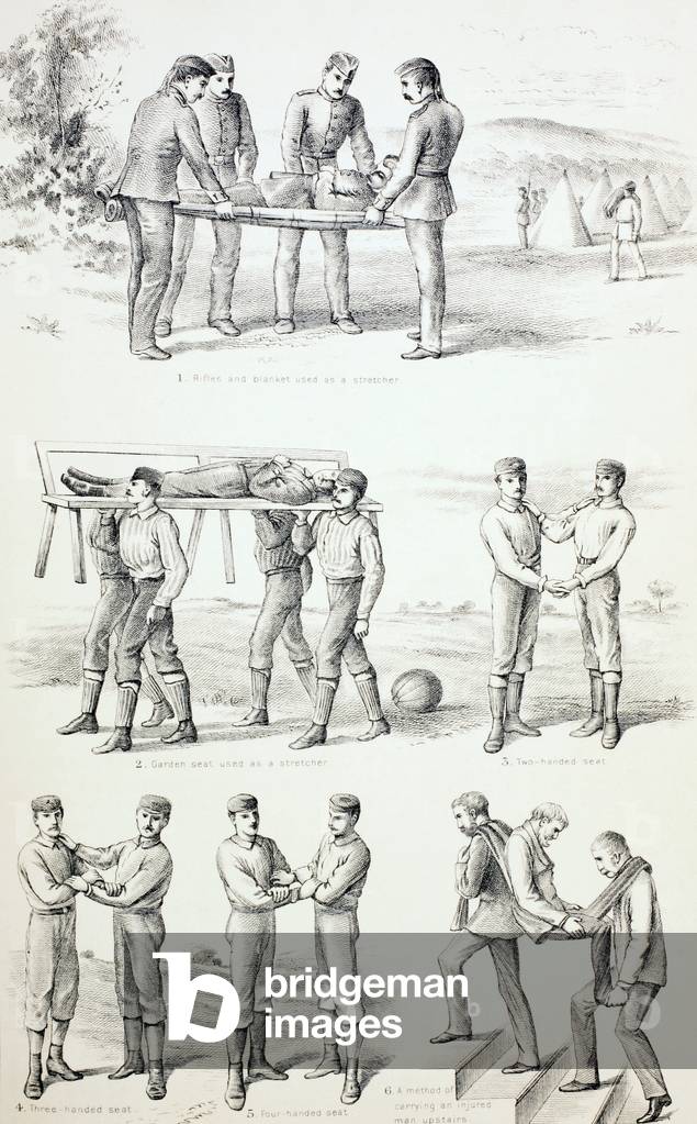 "Methoden des Tranchierens von Verletzten", 19. Jahrhundert von English School