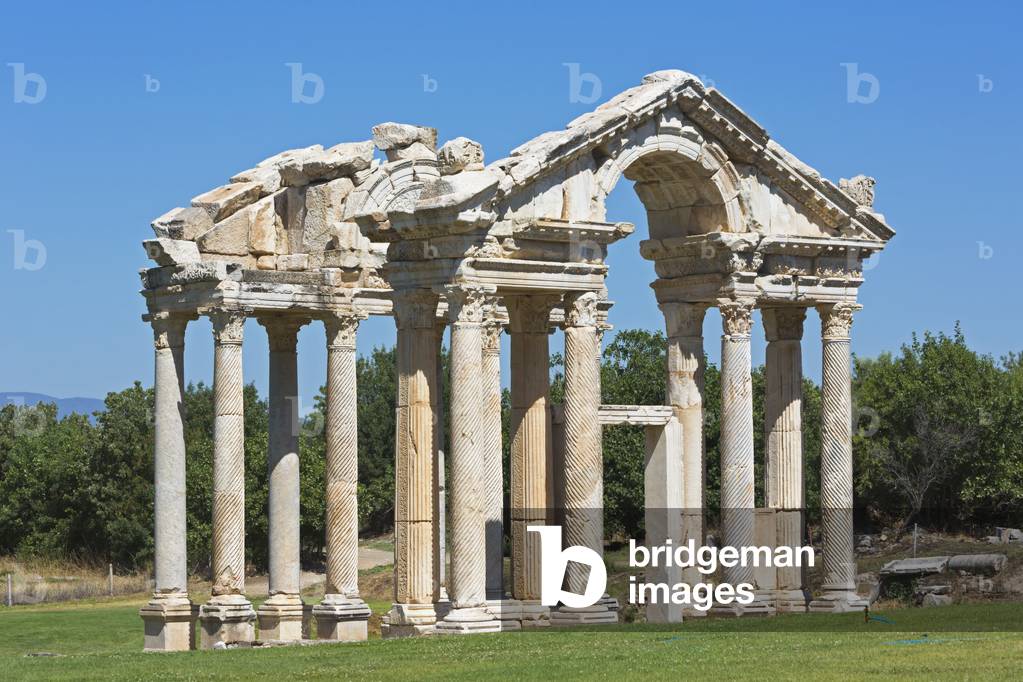 Ruins of Aphrodisias, Aydin Province, Turkey.  2nd century gateway known as the Tetrapylon