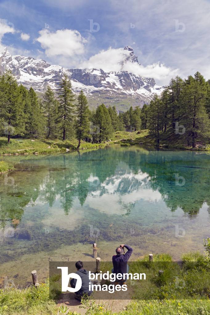 The Matterhorn from the Blue Lake, near Valtournenche, Aosta Province, Aosta Valley, Italy, 2015 (photo)