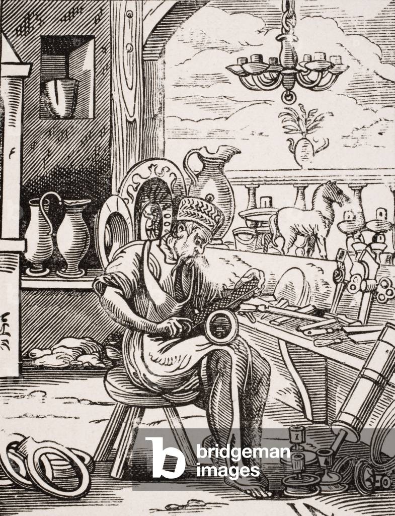 Coppersmith, riproduzione di una xilografia di Jost Amman (1539-91) da 'Le Moyen Age et La Renaissance 'di Pau