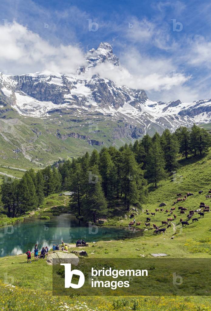 The Matterhorn from the Blue Lake, Valtournenche, Aosta, Italy (photo)
