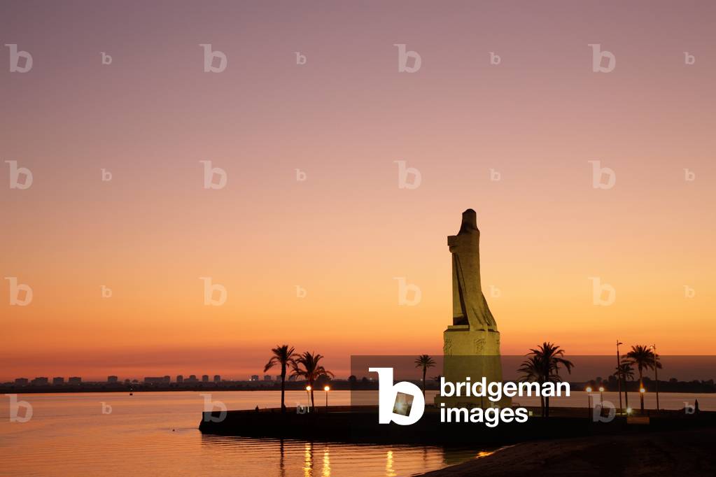 Columbus Monument sculpted by Gertrude V. Whitney at Punta del Sebo near Huelva, Huelva Province, Andalusia, southern Spain.