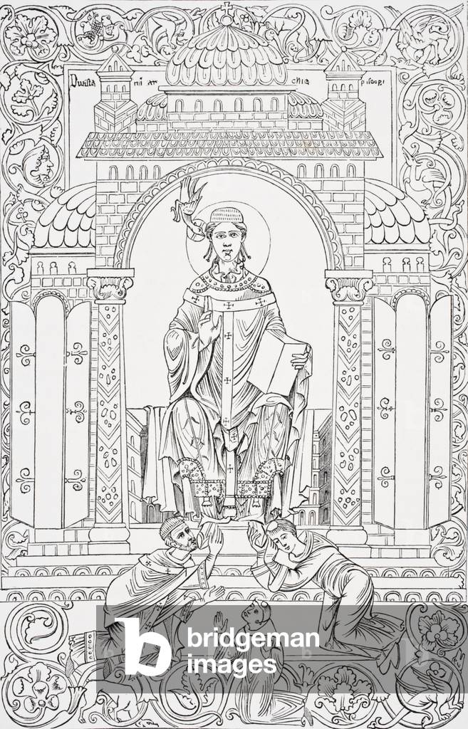 Image de Estampe représentant Le pape St. Grégoire I, 1878 par English School, b/w