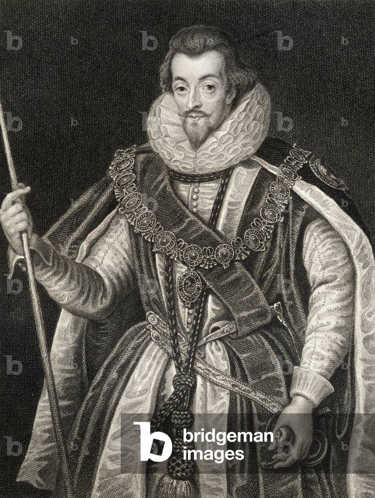 Bild von Druck "porträt von robert cecil", 1823 von English School, b/w