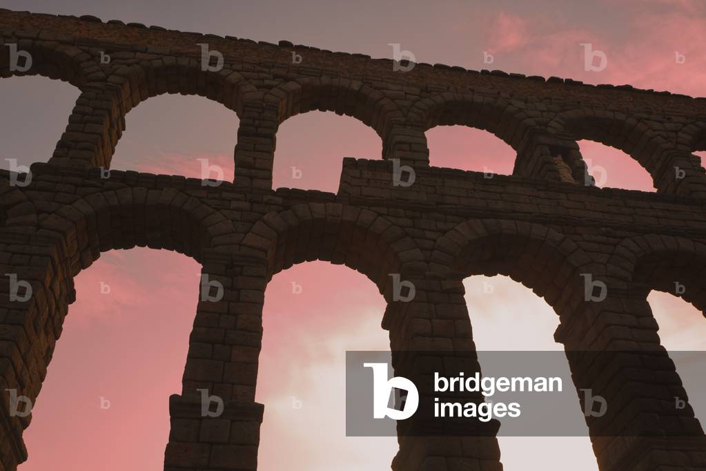 Segovia, Segovia Province, Spain. The Roman aqueduct.  UNESCO World Heritage Site. (photo)