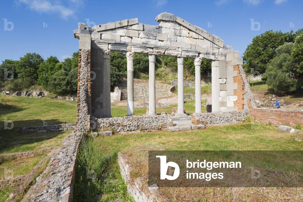 Apollonia, or Apoloni, Fier Region, Albania.  Ancient Greek city founded in the 6th century BC which became one of Rome's most important Albanian cities.  Monument to the Agonothetes, (superintendent of sacred games) also known as the Bouleuterion (council house). (photo)
