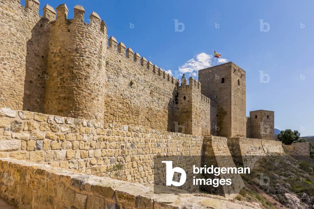 Antequera, Malaga Province, Andalusia, southern Spain.  Walls and towers of La Alcazaba, (the citadel or castle). (photo)