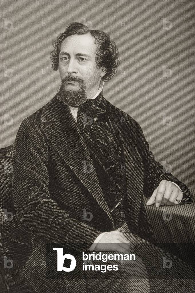 Charles John Huffam Dickens (1812-70) engraved by D.J. Pound from a photograph, from 'The Drawing-Room of Emin