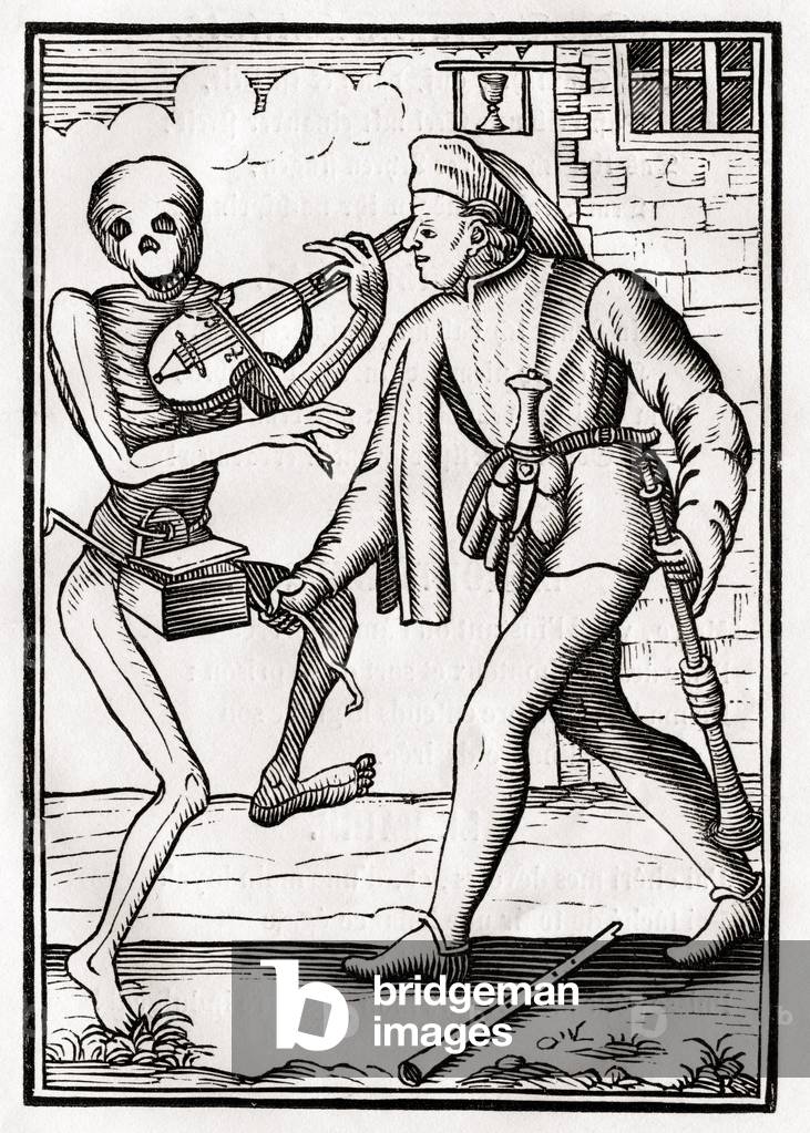 La morte arriva al musicista, da 'Der Todten Tanz', pubblicato Basilea, 1843 (lito)