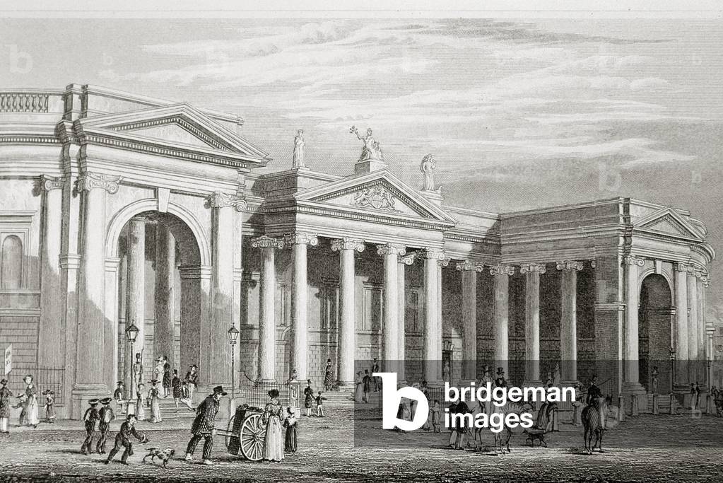 "la Bank of Ireland", 19th Secolo di William Henry Bartlett, b/w