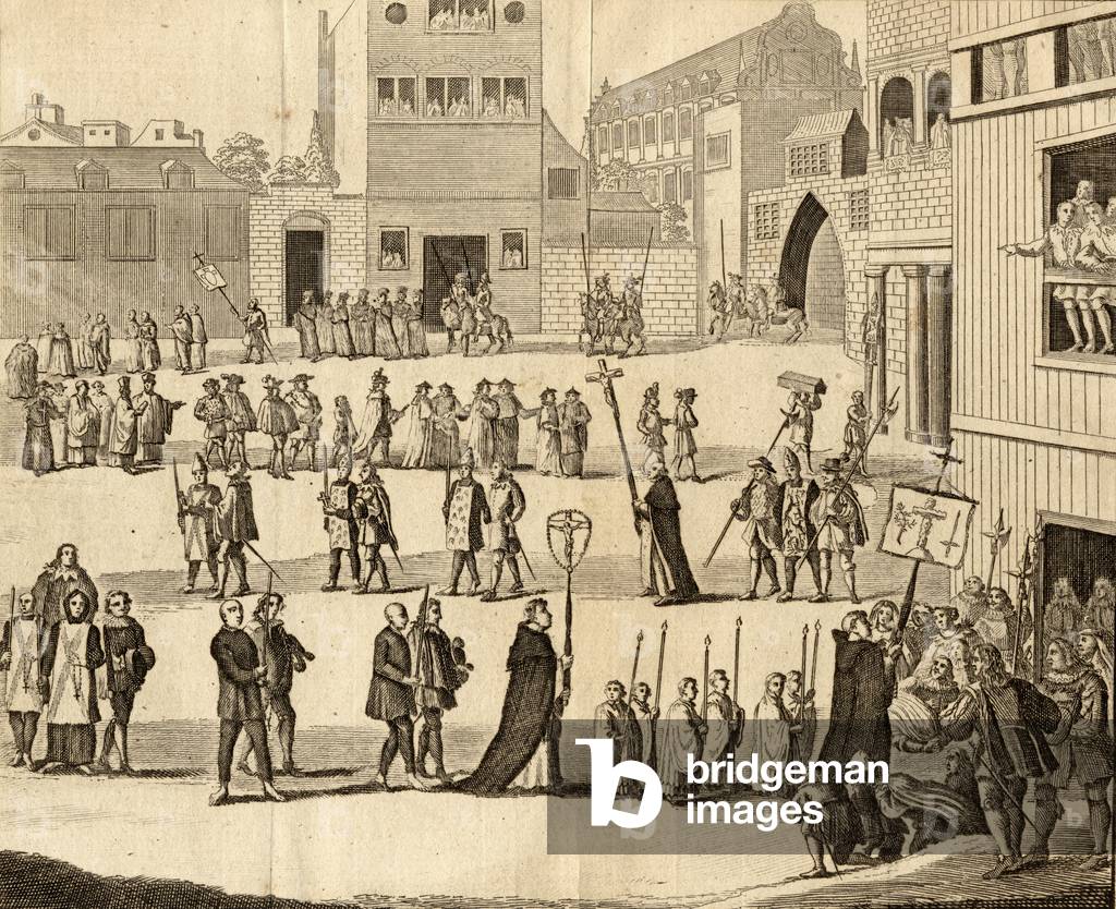 Auto de Fe in Spagna, da 'Universal Magazine ', pubblicato nel 1749 (incisione)