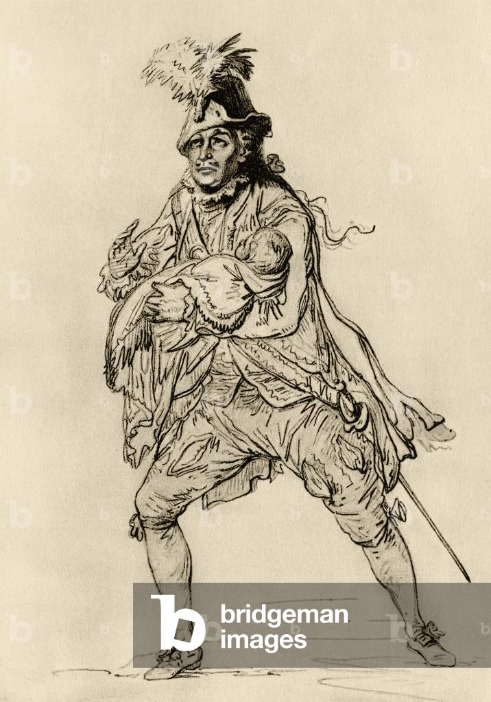 David Garrick in der Rolle von Don Juan (litho)