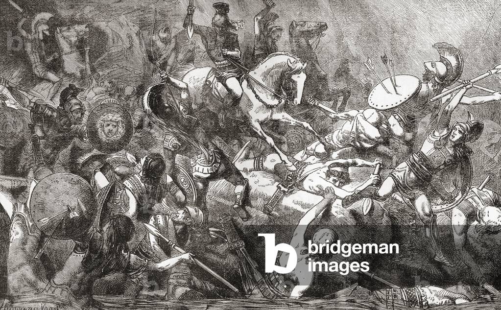 The destruction of the Athenian army in Sicily during the Sicilian Expedition, an Athenian military expedition to Sicily, from Ward and Lock's Illustrated History of the World, pub. c.1882