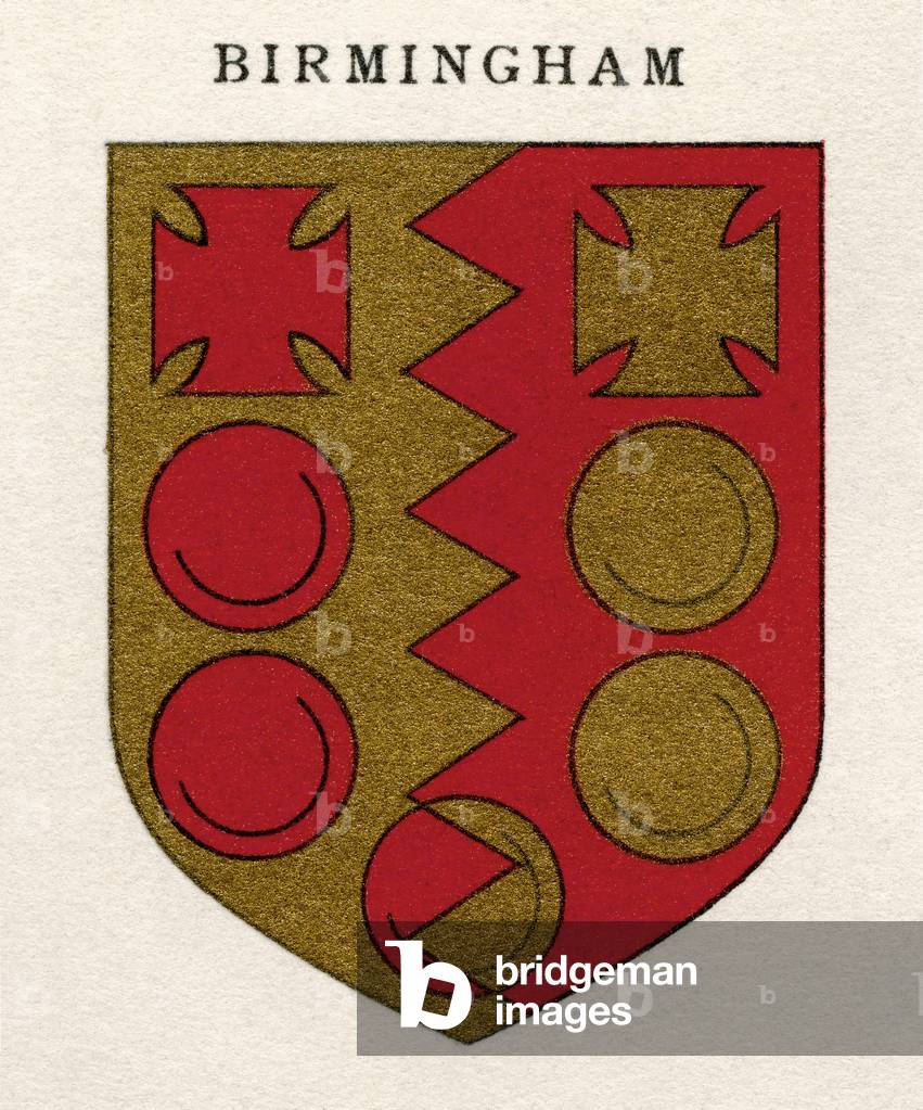 Coat of arms of the Diocese of Birmingham, from 'Cathedrals', publ. 1926 (colour litho)