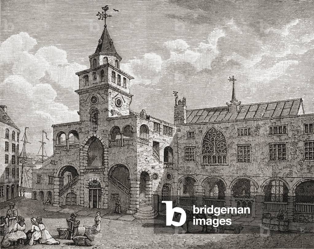 The Exchange, Newcastle upon Tyne in the 17th century, from 'A Short History of the English People' by J. R. Green, published 1893 (litho)