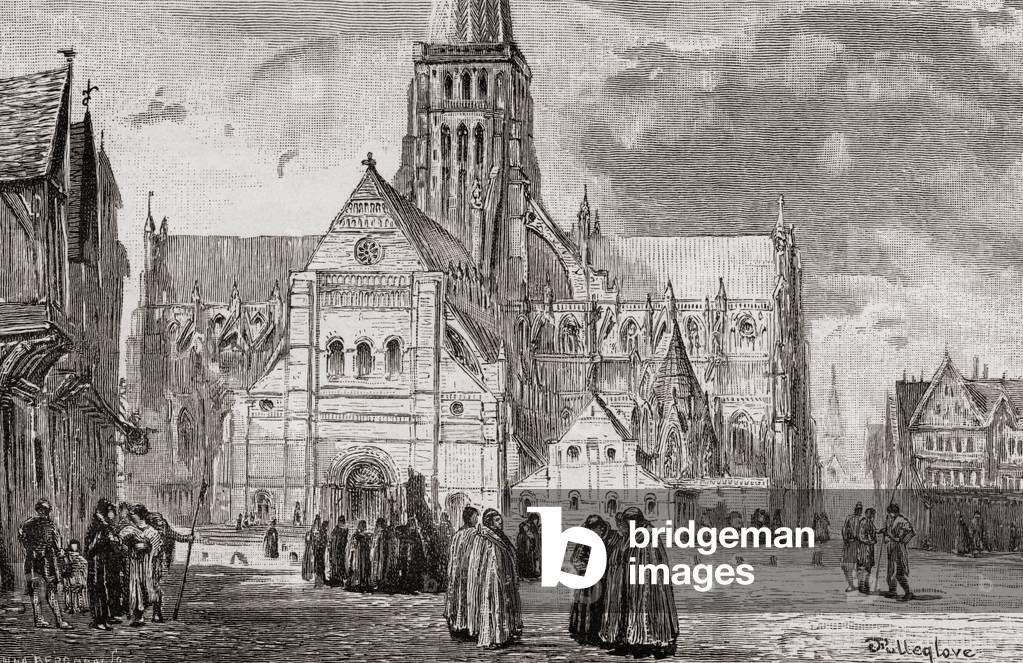 Old St.Paul's Cathedral, London, England in the 16th century.