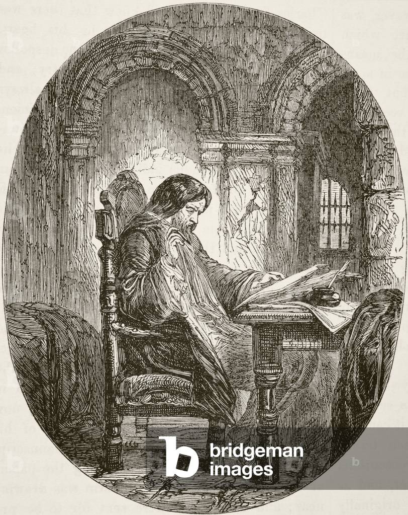 Sir John Eliot in prison, from 'The National and Domestic History of England' by William Hickman Smith Aubrey (1858-1916) published London, c.1890 (litho)