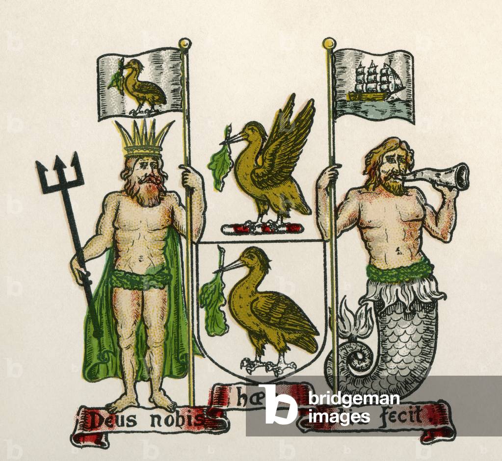 Coat of arms of Liverpool, England, 1907 (engraving)