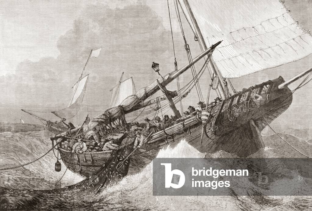 Herring fishing in the north sea in the 19th century, from L'Univers Illustre pub. 1867