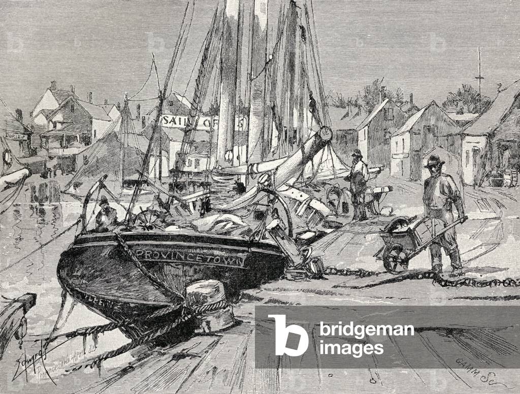 Central Wharf, Provincetown, Cape Cod, from 'The Century Illustrated Monthly Magazine', May to October, 1883 (litho)