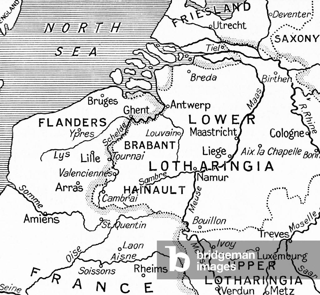 Map of Belgium, from Hutchinson's History of the Nations, pub. 1915