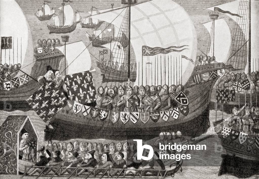 An expedition of English and French knights under the Duke of Bourbon in 1390, the Barbary Crusade against the Hafsids of Tunis, from Hutchinson's History of the Nations, pub. 1915