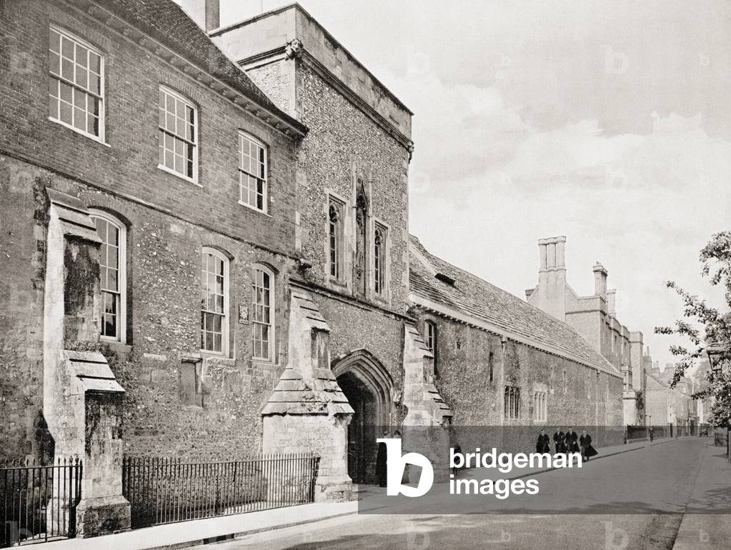 Winchester College. The North Front seen from the direction of Wolvesey Palace circa 1930, from Winchester College by Christopher Hawkes, pub. by Country Life Limited, London, 1933.