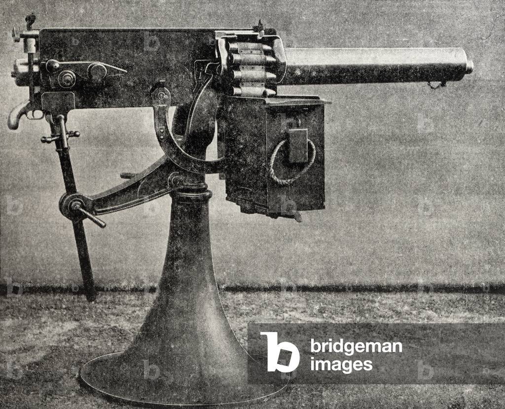 Maxim Automatic Machine Gun, aka the Pom-Pom, from 'South Africa and the Transvaal War', by Louis Creswicke, published 1900 (litho)