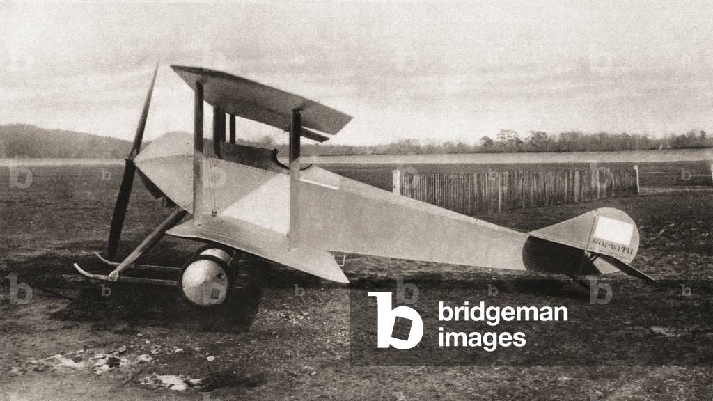 A Sopwith Tabloid, single seater scout tractor biplane used during World War One, from 'The Illustrated War News', 1915 (b/w photo)